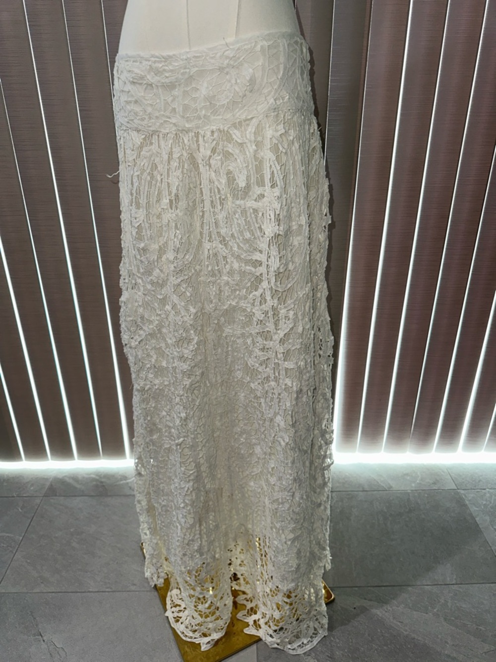 Free People Ivory Crochet Maxi Skirt